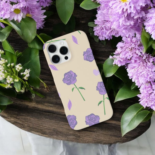 Retro Chic Beige & Pink Floral Pattern Whimsical  iPhone Case (Creator Uploaded)