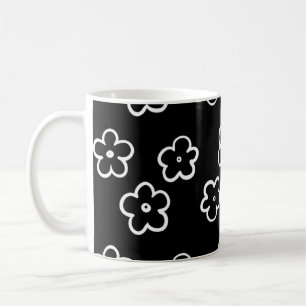 Retro Chic Black and White Floral Classic Y2K Coffee Mug