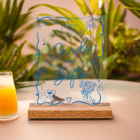 Retro chic blue illustrated sign bridal shower