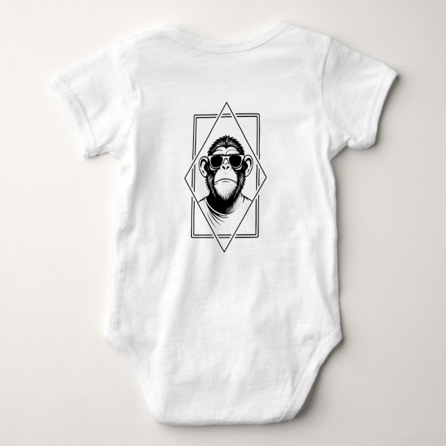 Retro-Chic Chimp Diamond – Geometry Meets Attitude Baby Bodysuit (Back)