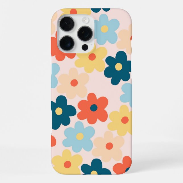 Retro Chic Colourful Floral Pattern Whimsical  iPhone Case (Back)
