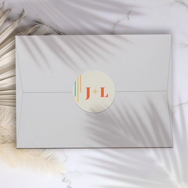 Retro Chic Design with Colorful Stripes Classic Round Sticker (Creator Uploaded)