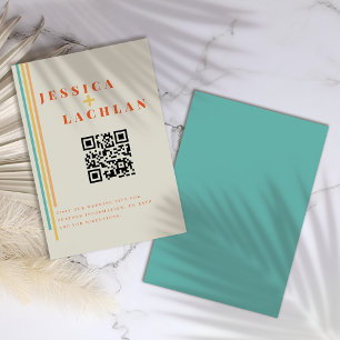 Retro Chic Design with Colorful Stripes Wedding  Enclosure Card