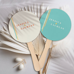 Retro Chic Design with Colorful Stripes Wedding Hand Fan