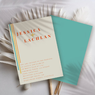 Retro Chic Design with Colorful Stripes Wedding Invitation