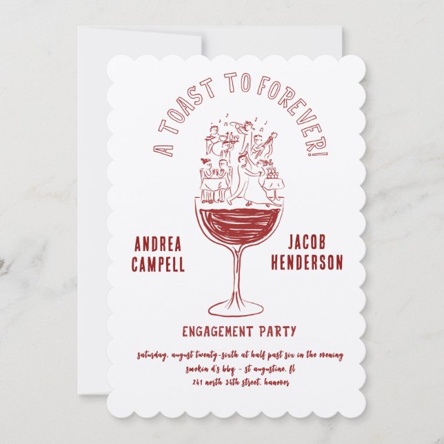 Retro Chic Engagement Party Invitation (Front)