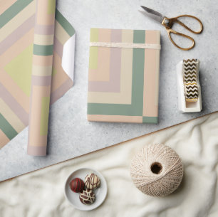 Retro Chic Geometric Lemon Pastel Wrapping Paper