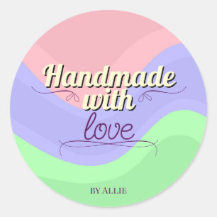 Retro Chic Handmade with Love Classic Round Sticker
