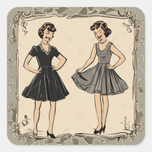 Retro Chic LBD Art Sticker