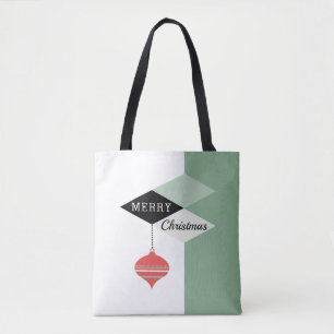 Retro Chic Merry Christmas Colour Block Pattern Tote Bag