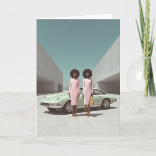 Retro Chic Minimalist Twins Invitation