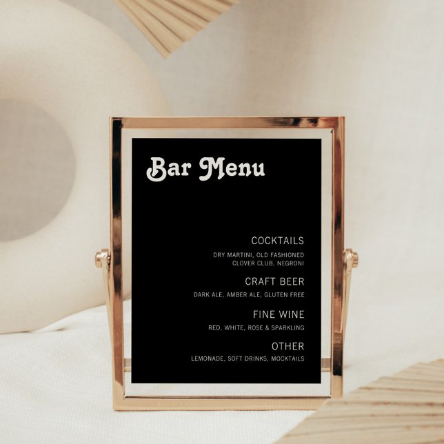 Retro Chic Modern Bar Menu Photo Print (Creator Uploaded)