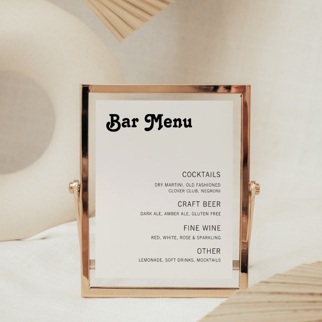 Retro Chic Modern Bar Menu Photo Print (Creator Uploaded)