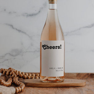 Retro Chic Modern Black Cheers Wedding Wine Label