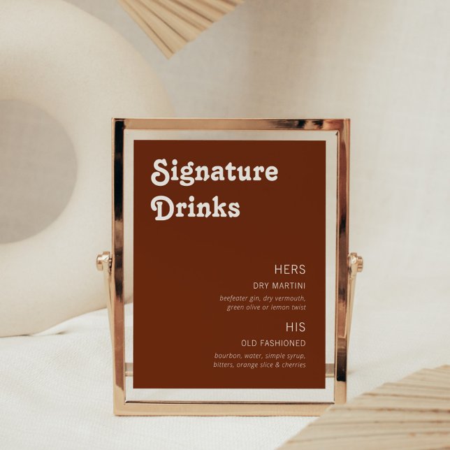 Retro Chic Modern Signature Drinks Terracotta Photo Print (Creator Uploaded)