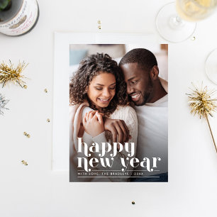 Retro Chic New Year Holiday Photo Card