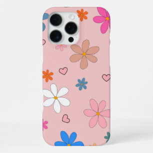 Retro Chic Pink Floral Pattern Whimsical Spring iPhone 16 Pro Max Case