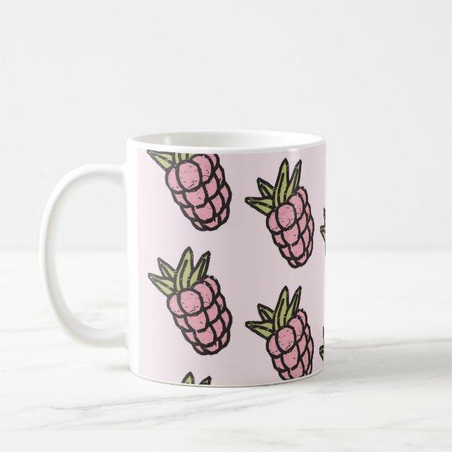 Retro Chic Pink Pineapple Funky Y2K Fruit Design  Coffee Mug (Left)