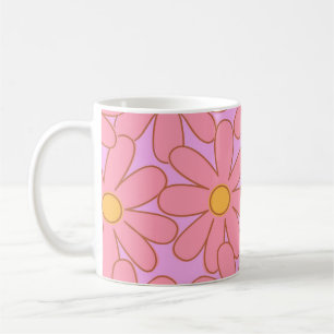 Retro Chic Pink Purple Floral Fun Y2K Flower  Coffee Mug