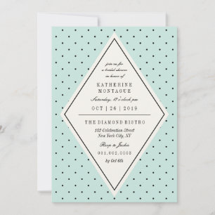 Retro Chic Polka Dots Diamond Bridal Shower Invite