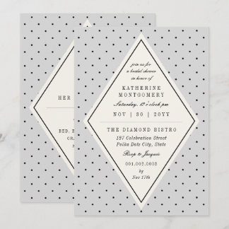 Retro Chic Polka Dots Diamond Bridal Shower Invite