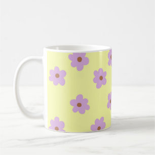 Retro Chic Purple Yellow Floral Funky Y2K Coffee Mug