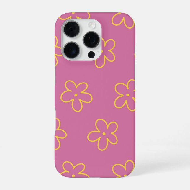 Retro Chic Purple & Yellow Floral Pattern  iPhone Case (Back)