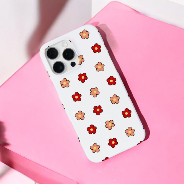 Retro Chic Red & White Floral Pattern Whimsicall iPhone Case (Creator Uploaded)