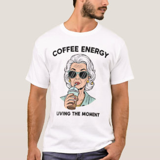 Retro Chic Senior Woman Iced Coffee Tees