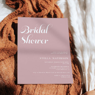 Retro chic simple dusty pink bridal shower invitation