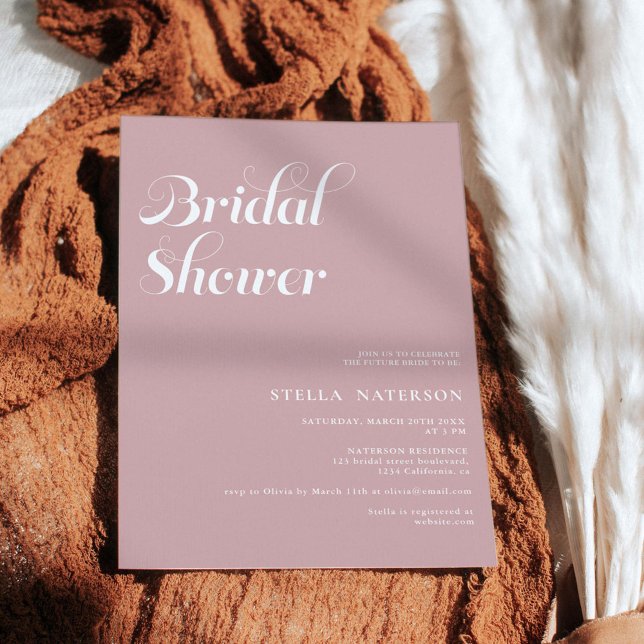 Retro chic simple dusty pink bridal shower invitation (Creator Uploaded)