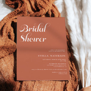 Retro chic simple terracotta bridal shower invitation