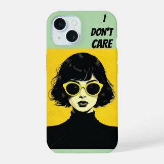 Retro Chic Woman, I don't care iPhone 15 Case