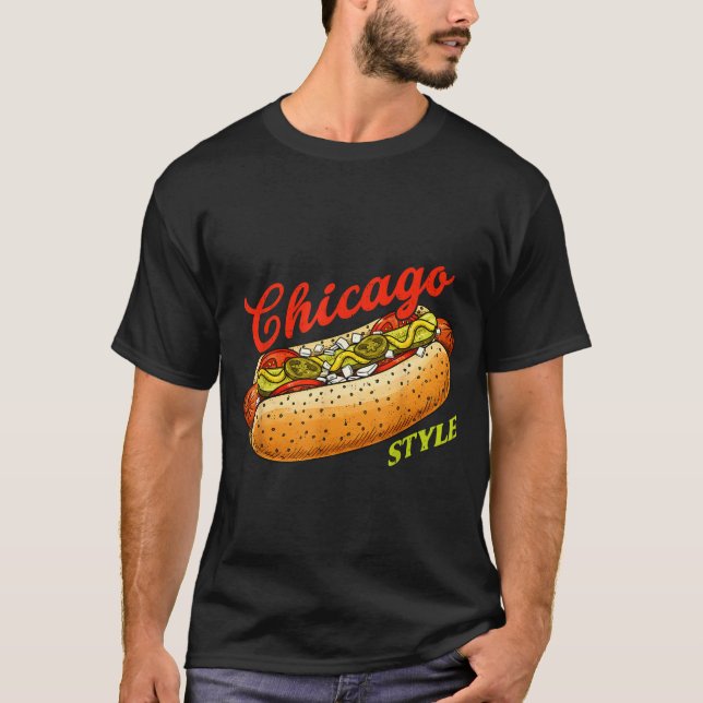 Retro Chicago Hot Dog Hotdog Tourist Summer Souven T-Shirt (Front)