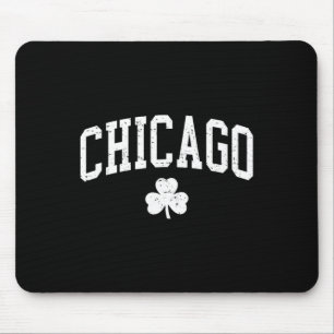 Retro Chicago Il St Patricks Day Lucky Clover Souv Mouse Pad