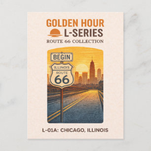 Retro Chicago Illinois Route 66 Start Landmark  Holiday Postcard
