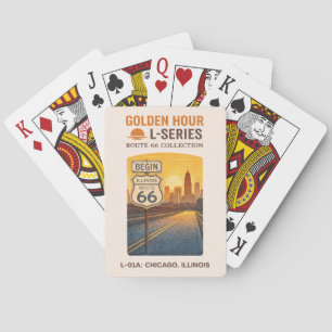 Retro Chicago Illinois Route 66 Start Landmark Playing Cards
