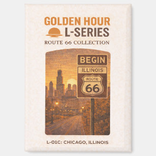 Retro Chicago Route 66 Start Landmark Art Magnet