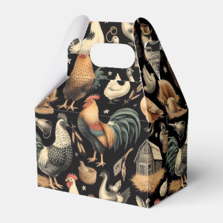 Retro Chicken Farm Pattern Favour Box