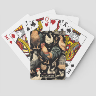 Retro Chicken Farm Pattern Playing Cards