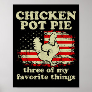 Retro Chicken T E Three Of My Favorite Things Funn Poster