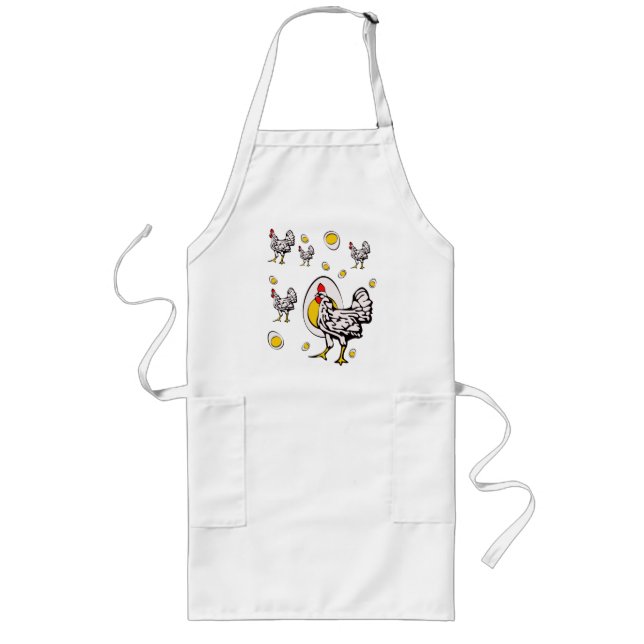 Retro Chickens Long Apron (Front)