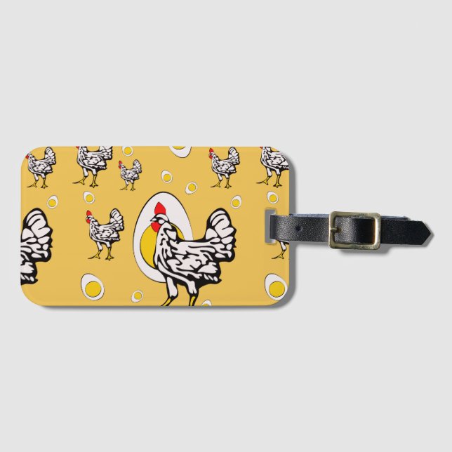 Retro Chickens Luggage Tag (Front Horizontal)