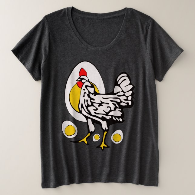 Retro Chickens Plus Size T-Shirt (Design Front)