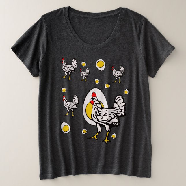 Retro Chickens Plus Size T-Shirt (Design Front)