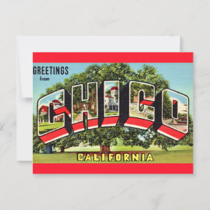 Retro Chico California Greeting Postcard