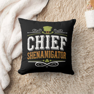 Retro Chief Shenanigator Lucky Leprechaun Hat  Cushion