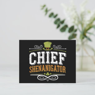 Retro Chief Shenanigator Lucky Leprechaun Hat Postcard