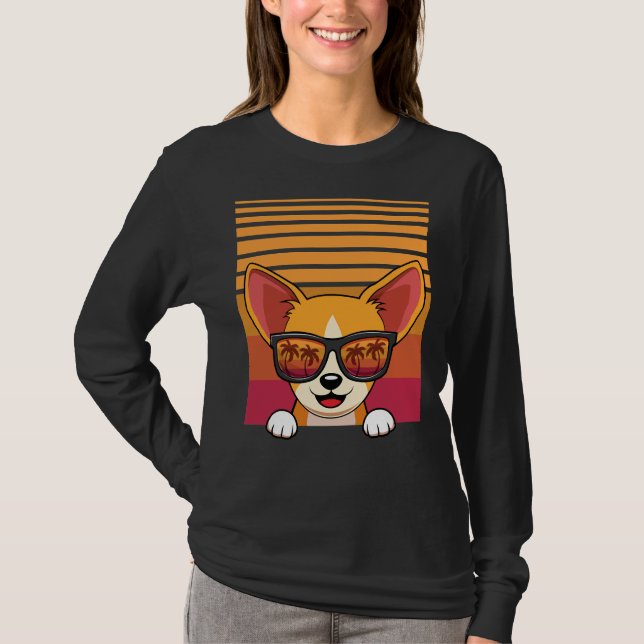 Retro Chihuahua Dog Sunglasses Aloha Beach T-Shirt (Front)