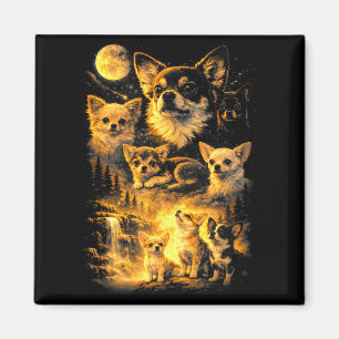 Retro chihuahua howling to the moon meme 90s anima magnet